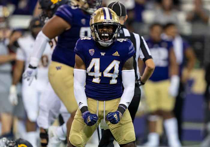 Radley-Hiles celebrates after a big play against California.